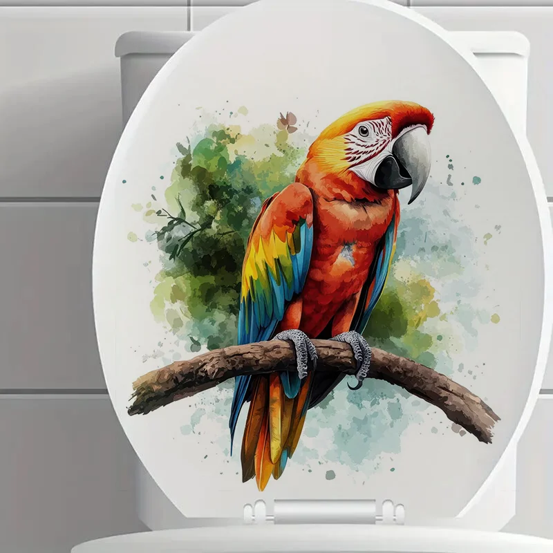 90601#Colored parrot Toilet Stickers Decoration for Living Room, Wall, Bedroom, and Home Decor Car Decals Self-Adhesive