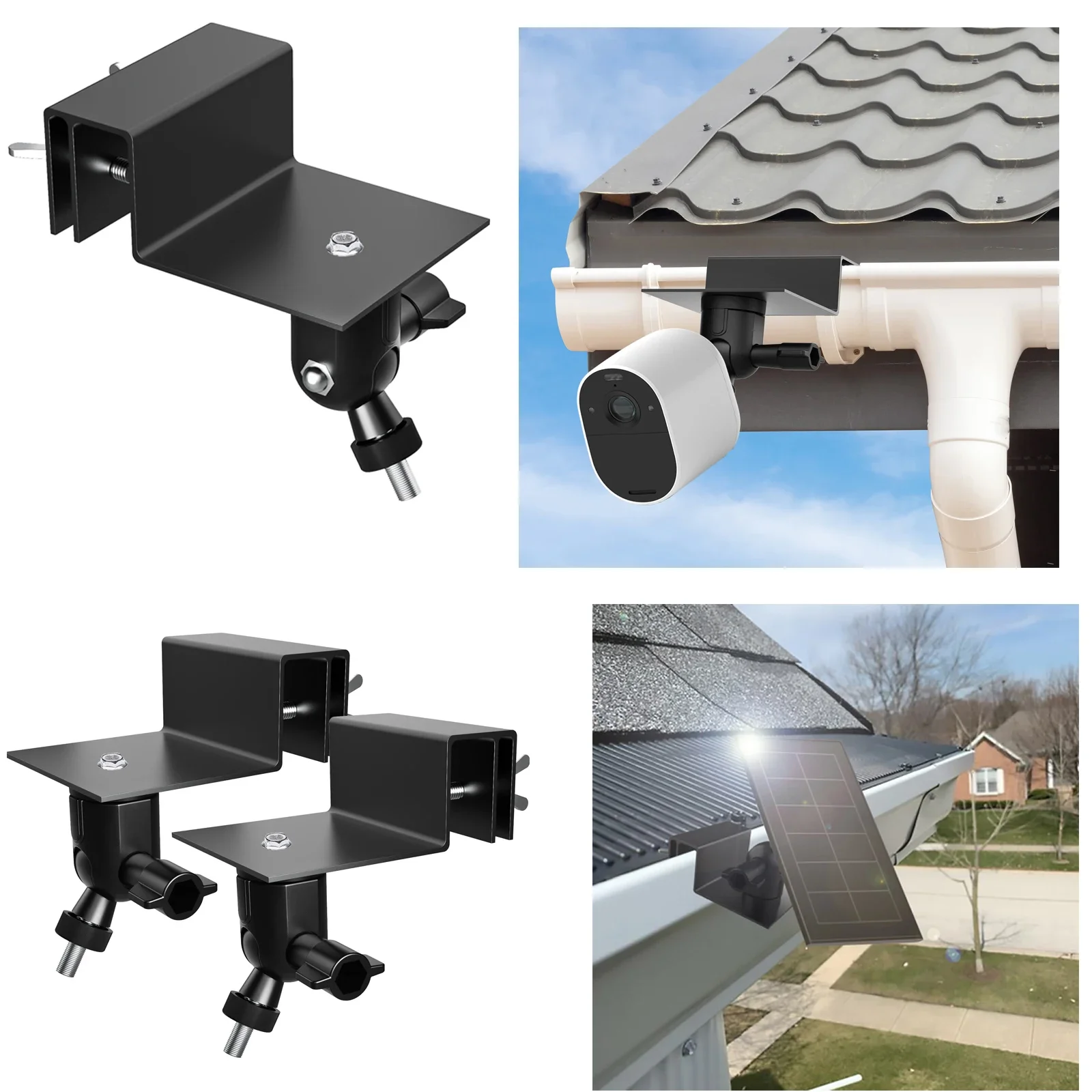 Supporto per grondaia resistente alle intemperie per Arlo Pro/2/3/4/HD/Ultra/Ultra 2/Go 2/Essential/Outdoor/Eufycam E/2C/2C Pro/2 pro/E20 E40 (Nero)