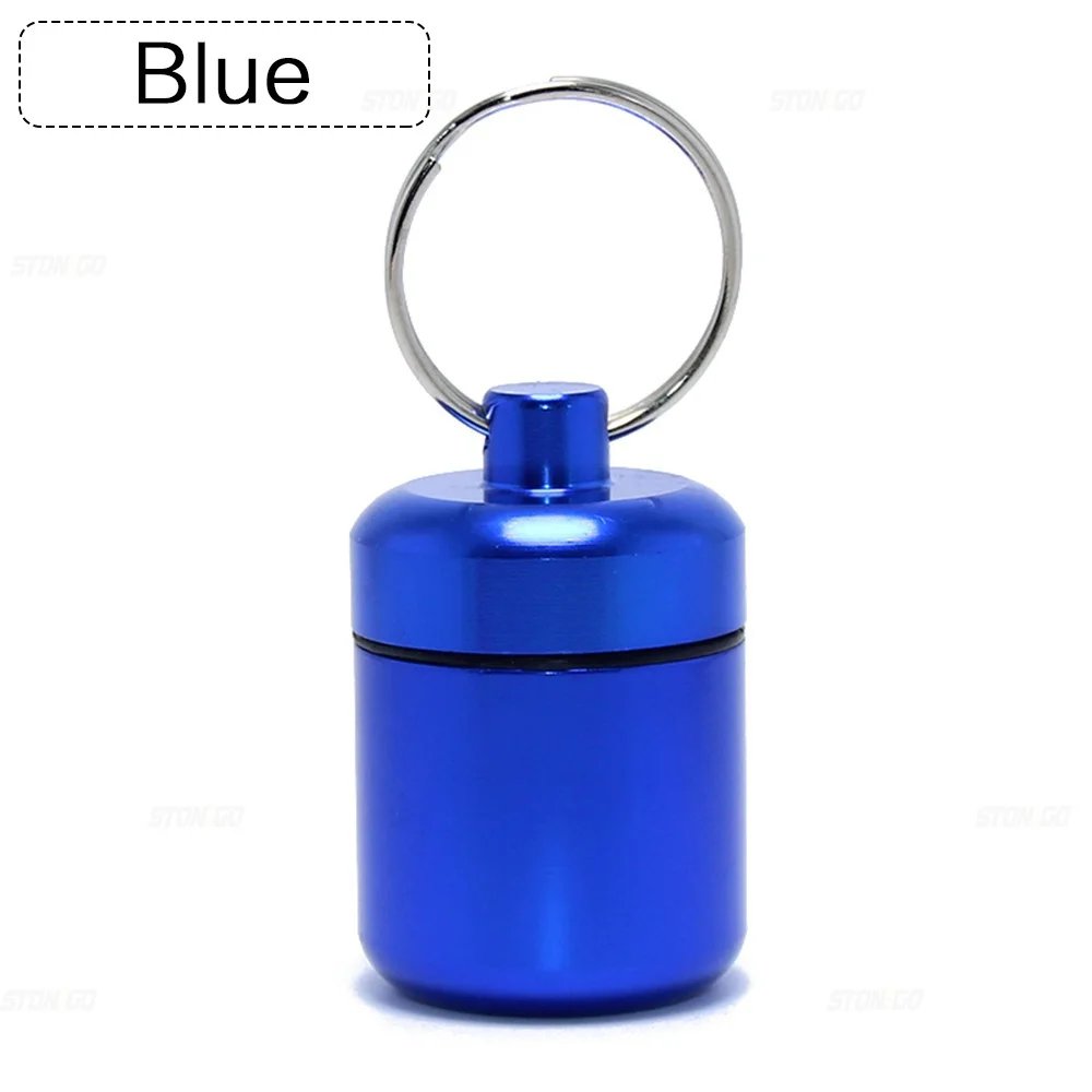 Pillen-Schlüsselanhänger-Halter aus Aluminiumlegierung, kleine Pillendose, Pillenetui, wasserdichter Pillen-Organizer, Stonego tragbarer Pillenhalter, Schlüsselanhänger – Detail 11