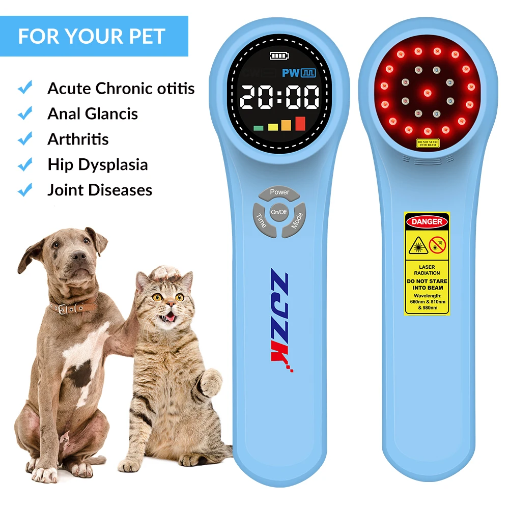 

ZJZK cat cold laser therapy lllt inflammation physical light 810nmx4diodes+980nmx4diodes infrared lasers for dogs tenosynovitis