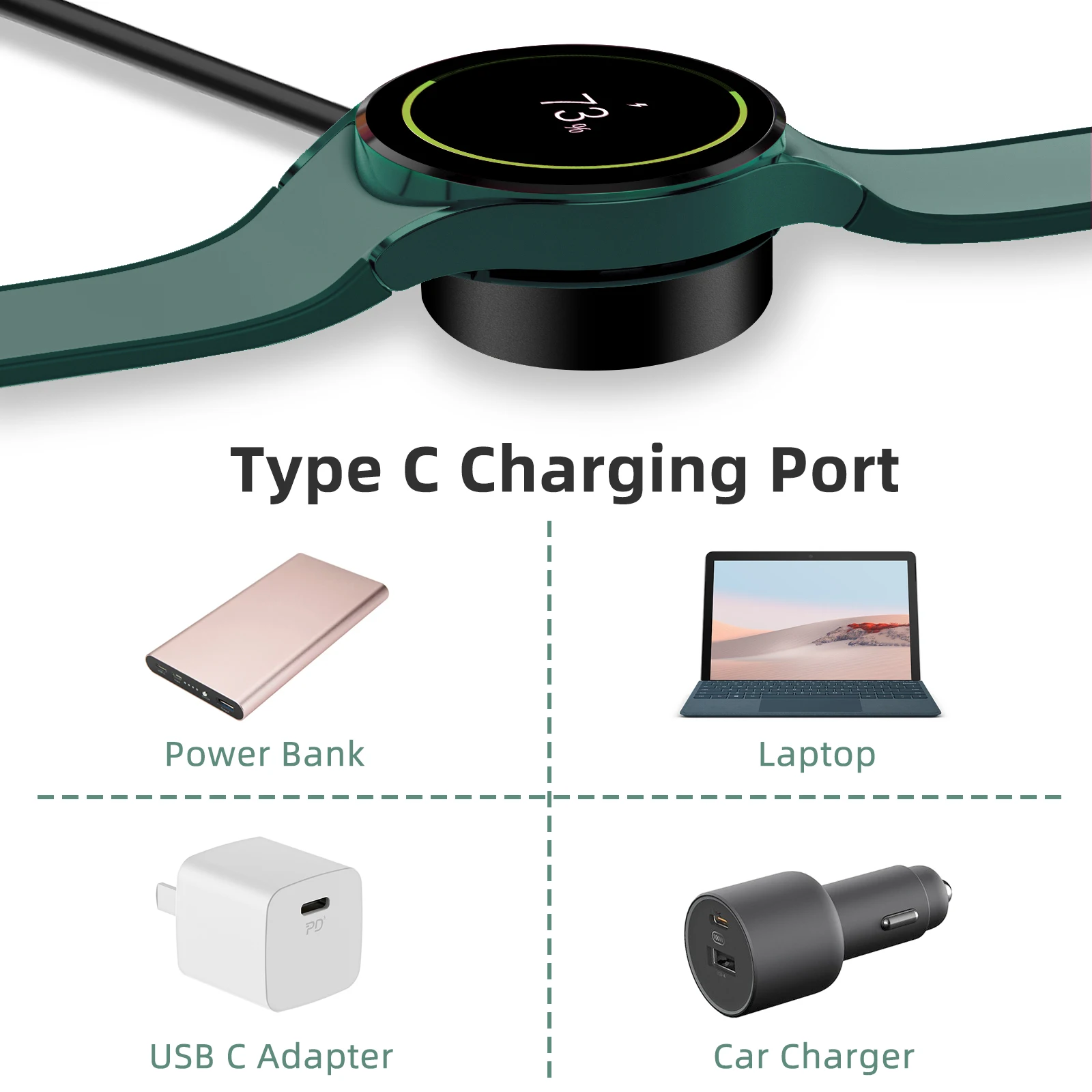 Aluminum Alloy Replacement Charger for Samsung Galaxy Watch 7/6/6 Classic/5/5 Pro/Ultra/FE USB Smartwatch Charging Dock