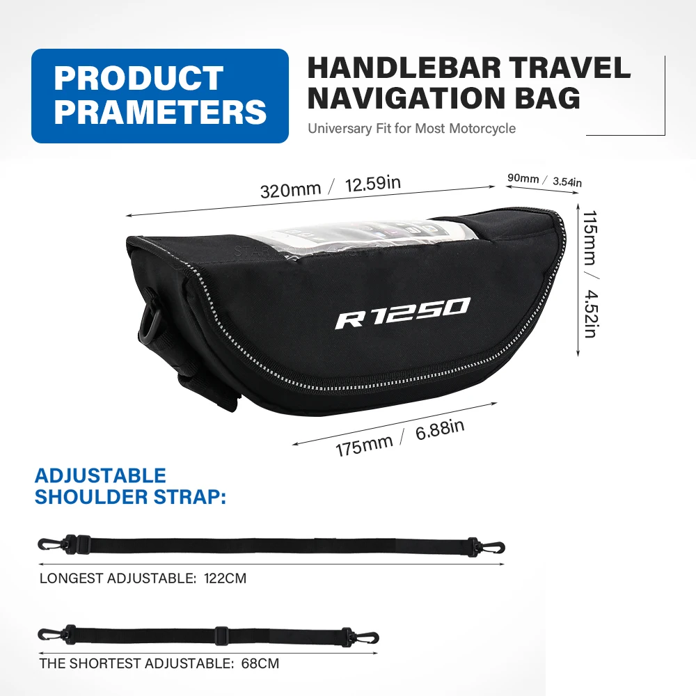 Sac de rangement étanche pour guidon de moto, sac à outils de voyage Sac de rangement étanche pour guidon de moto, sac à outils de voyage