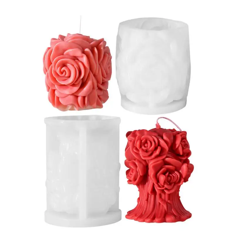 

Rose Silicone Mold Creative 3D Silicone Flower Molds Handmade Candle Wax Molds Silicone for Handicrafts Rose Ball Ornaments