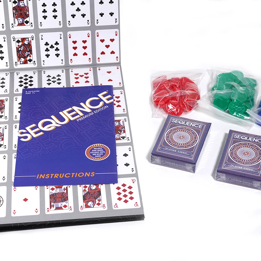 Séquence-Jeu de société Premium Edition, superbe ensemble avec angiBoard,  20.25x26.25 pouces, puces exclusives et cartes de luxe