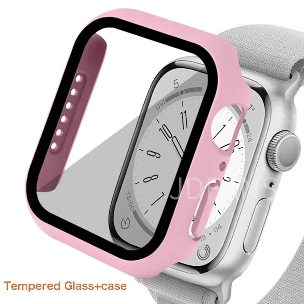 Durable Glass Screen Protector & Protective Bumper Case for Apple Watch Accessories