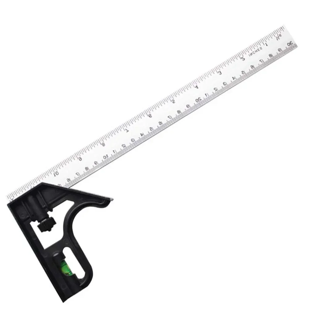 1PC Adjustable Combination Right Angle Ruler 90 Degrees With Bubble Level Gauge For Woodworking Multifunctional Measuring Tool
