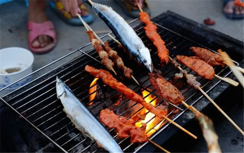 Non-stick Barbecue Grill Wire Mesh Stainless Steel Barbecue Net Square BBQ Rack Grate Grid For Camping Picnic Accessories smoker accessories grill replacement parts