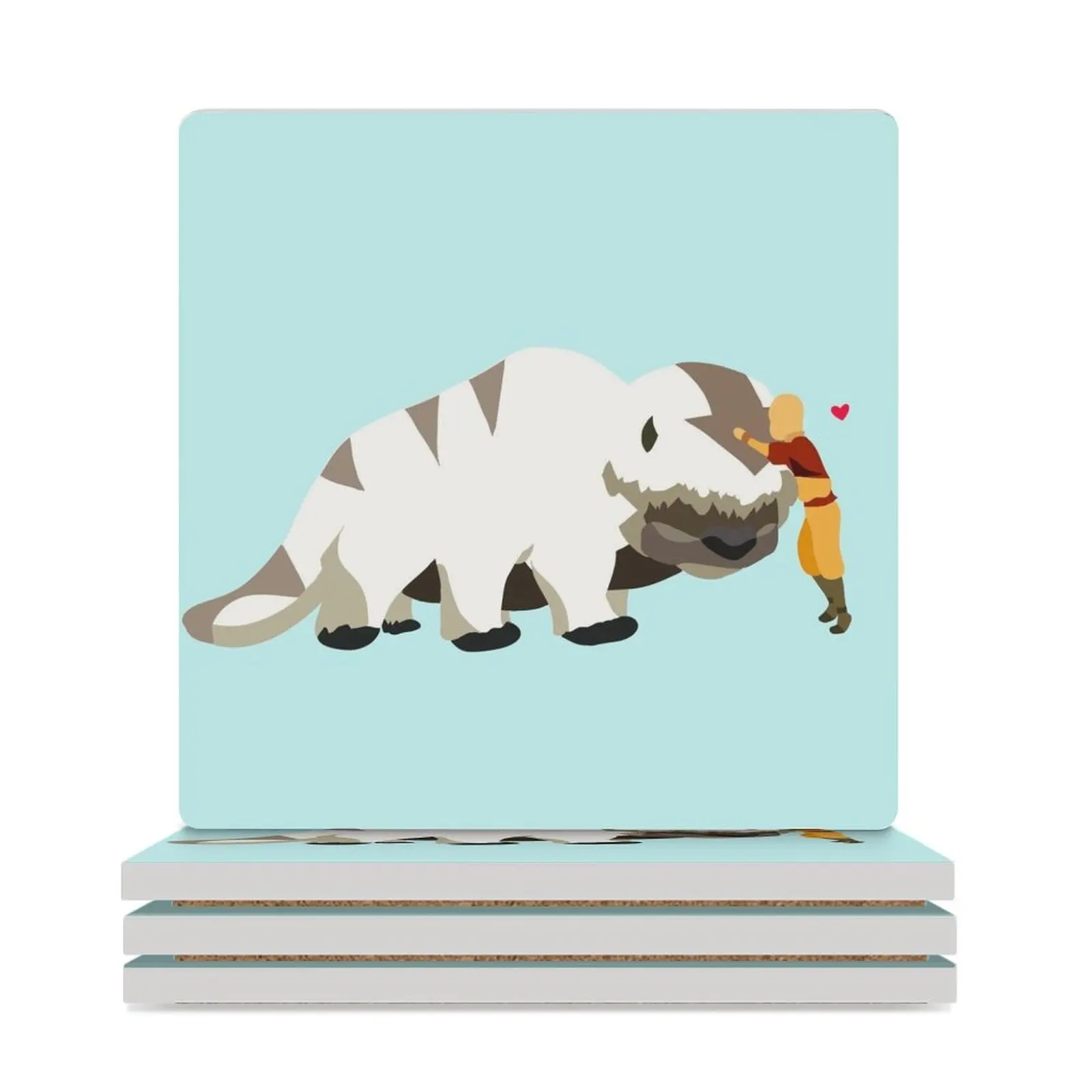 

Aang Meets Appa Ceramic Coasters (Square) Creative set cute ceramic for drinks set Coasters