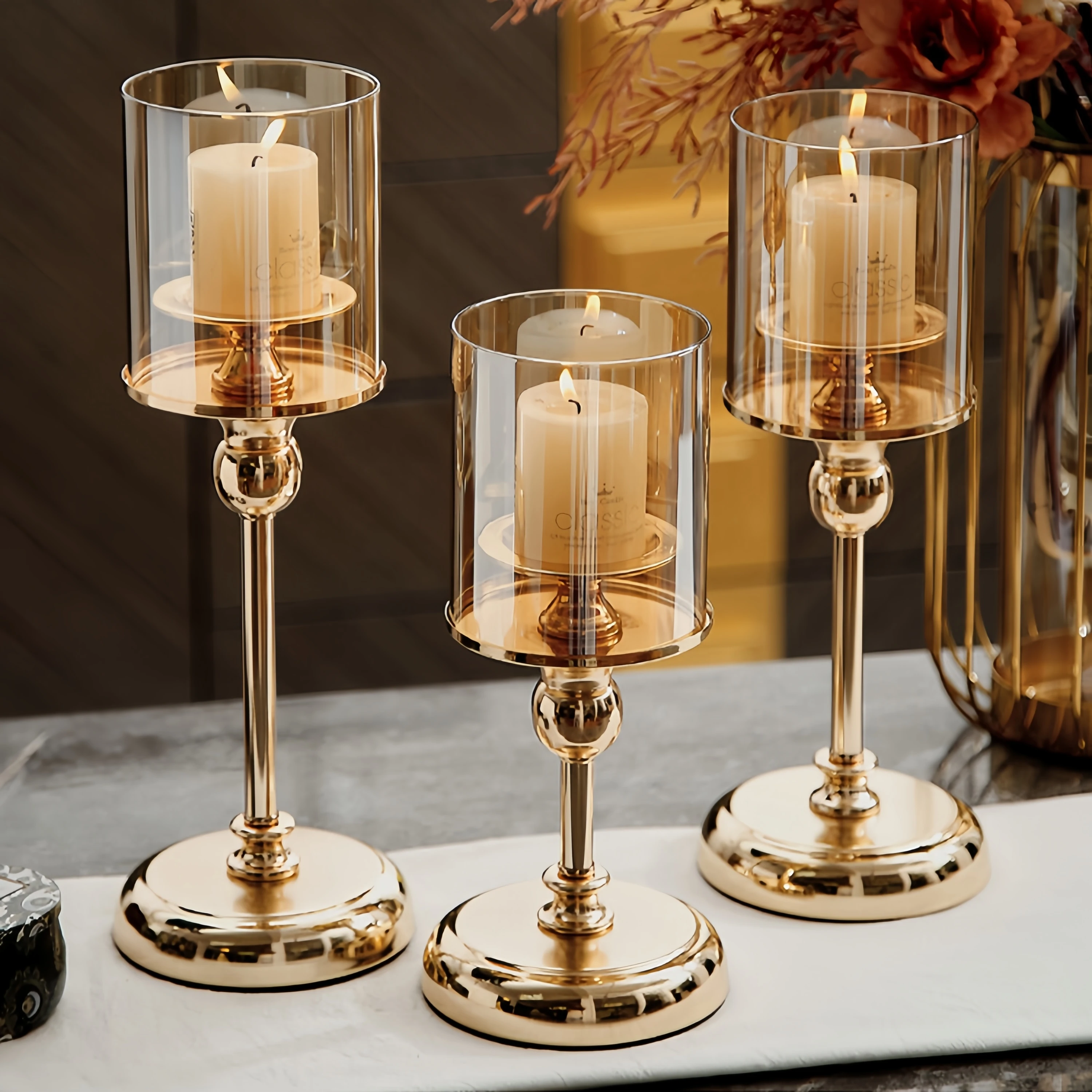 Nordic Luxury Creative Hurricane Candleholder Stylish Gold Metal And Glass Candle Holder For Wedding Ornaments Home Decoration - Image 2