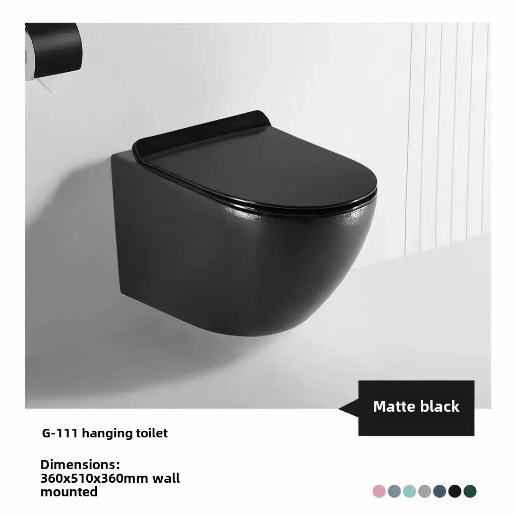Luxury Bathroom Ceramic One Piece Washdown Flush Matte Black Wall Hung Toilet