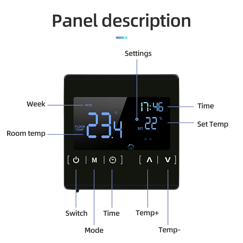 Tuya AC85V-250V WiFi Water/Electric Floor Heating Thermostat Gas Boiler Voice Temperature Controller Alexa Google Home Control