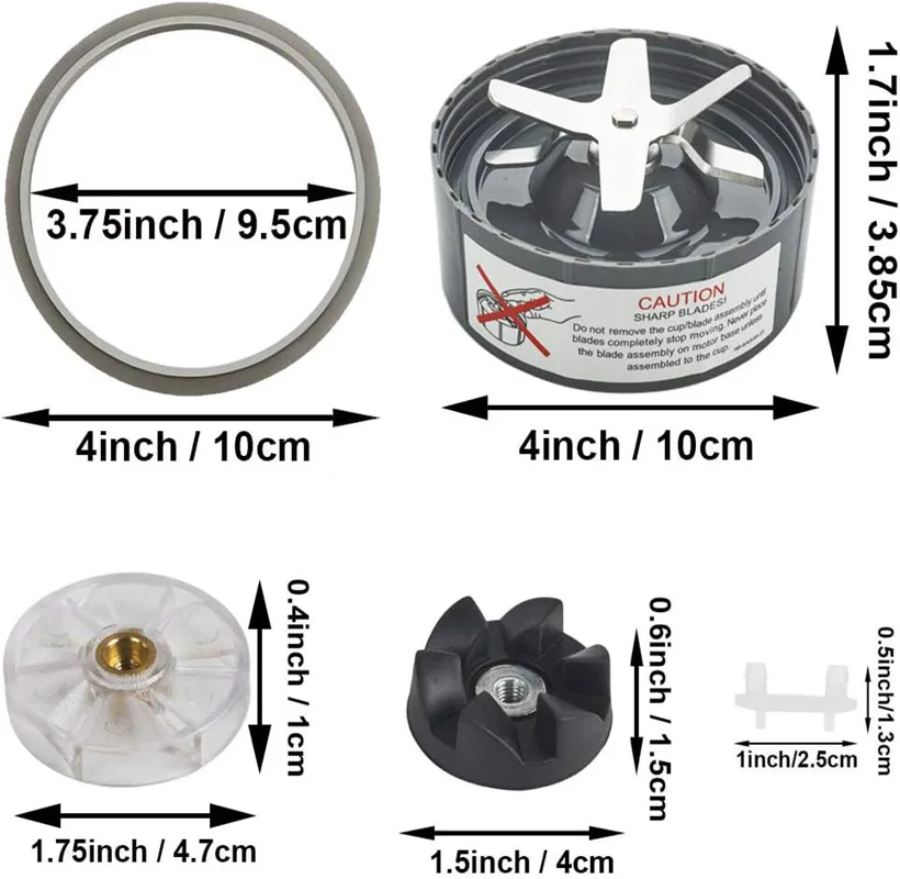 8 Pieces Blender Replacement Parts Extractor Blade for NutriBullet 600w 900w including Gasket Shock Pad and Gear