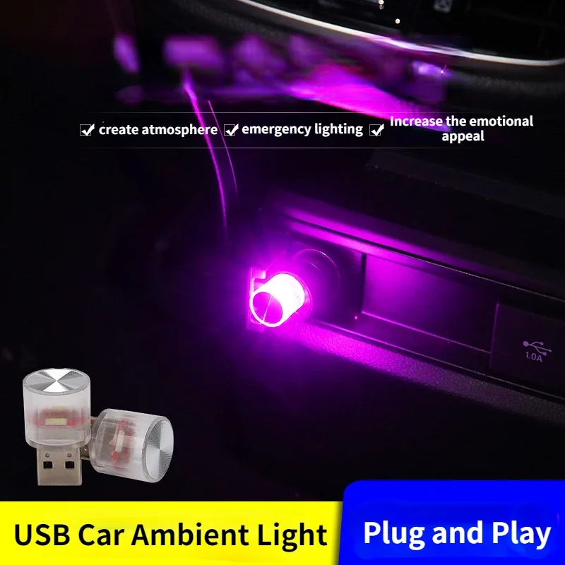 

Car Mini USB LED Ambient Light Decorative Atmosphere Lamps for Interior Environment Auto PC Computer Portable Light Plug Play