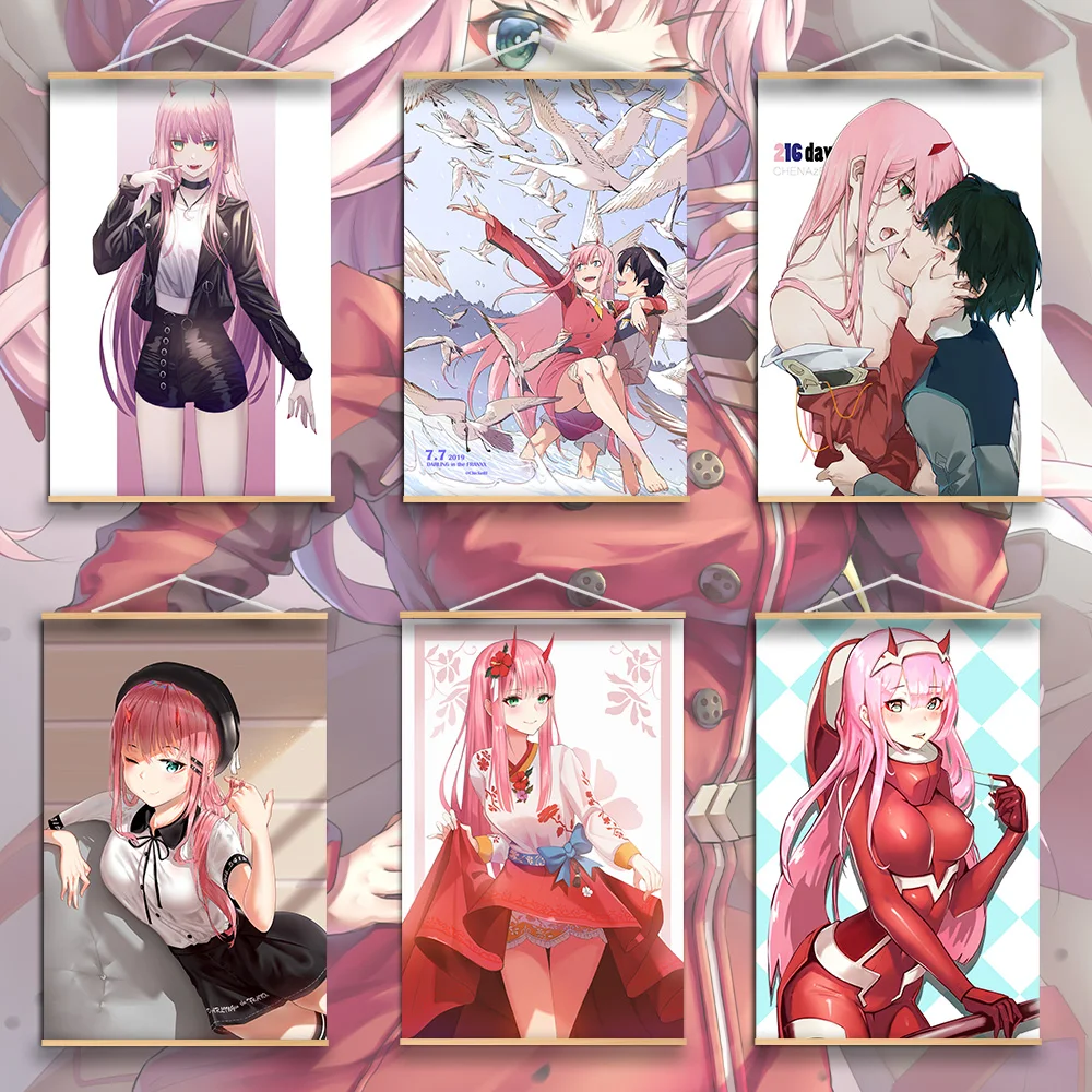 

Плакат на стену Darling in the FranXX Zero Two с Аниме Манга HD, настенный постер из массива дерева, подвесной постер на холсте с рисунком аниме
