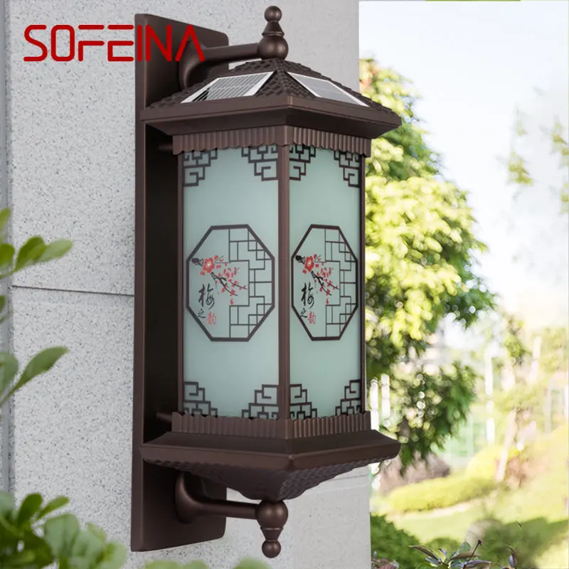 SOFEINA Outdoor Solar Wall Lamp Creativity Plum Blossom Pattern Sconce Light LED Waterproof IP65 for Home Villa Courtyard enkay hat prince for macbook air 13 inch 2018 2019 a1932 2020 a2179 a2337 flower pattern laptop protective case transparent hard pc notebook cover plum blossom