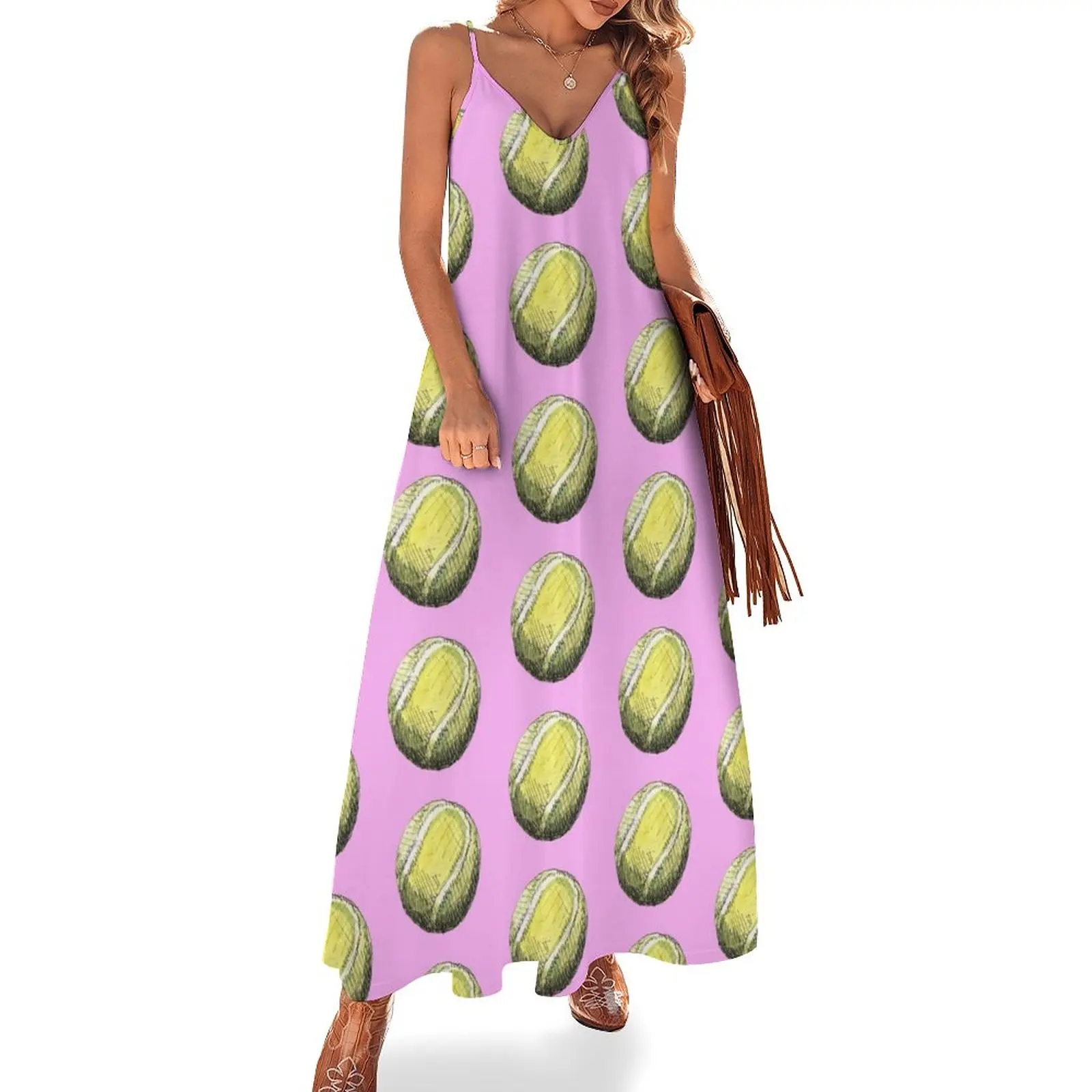 

Tennis Ball Pattern - Pink Sleeveless Dress women's summer dress 2023 women clothing 2023 new arrivals