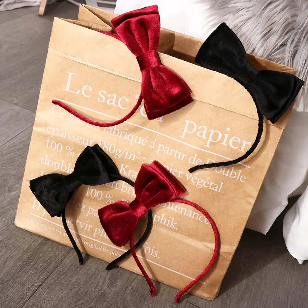 Double Layer Bow Gift Korean Hair Accessories Cloth Velvet Bow Hair Band Children Hair Band Princess Hair Hoop Sweet Decoration