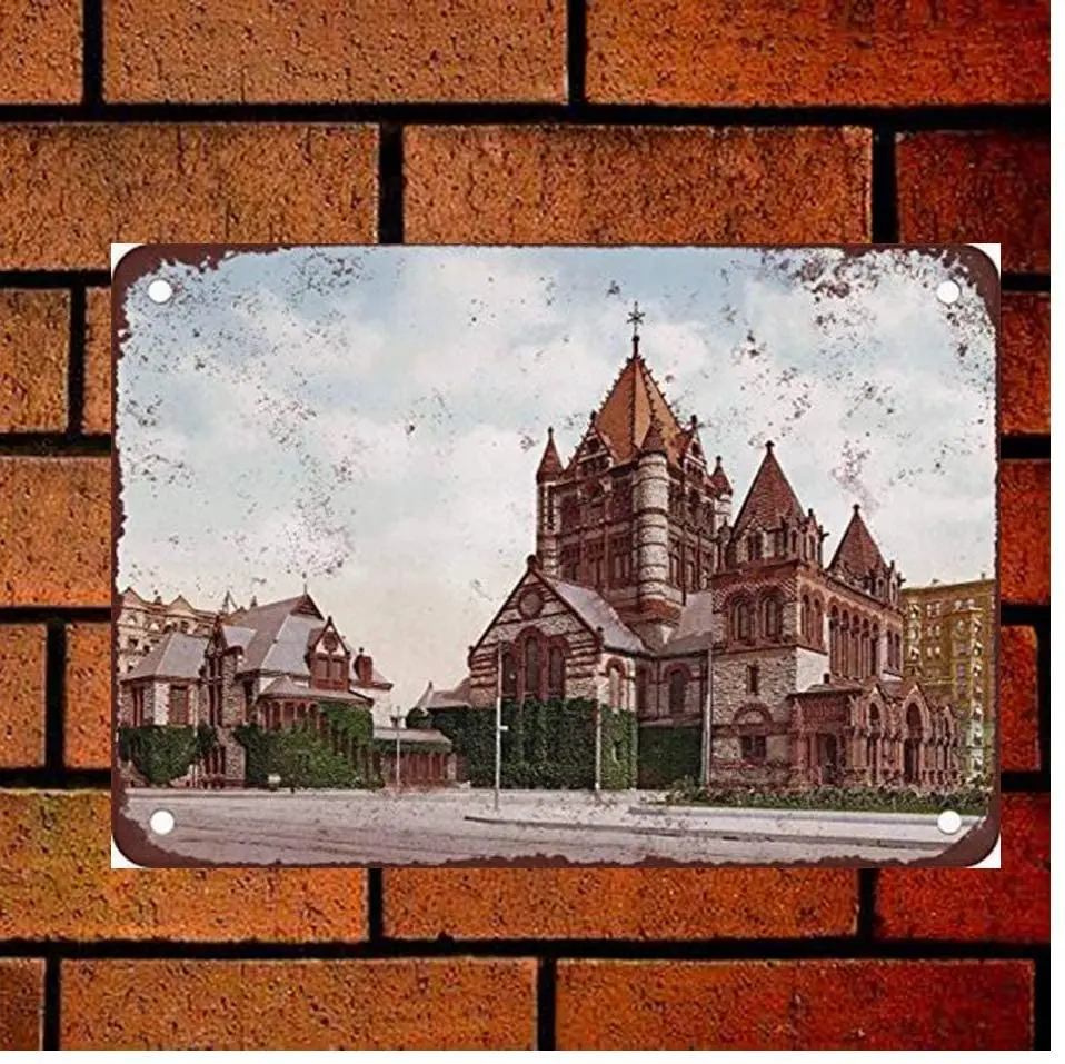 Metal Sign 1900 Trinity Church Boston 12&quotx8&quot Wall Decors | Дом и сад