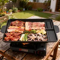 Korean Grill Meat Plate Aluminum Titanium Coating Barbecue Pan Camping Board Griddle for Outdoor Cassette Stove and Induction 6