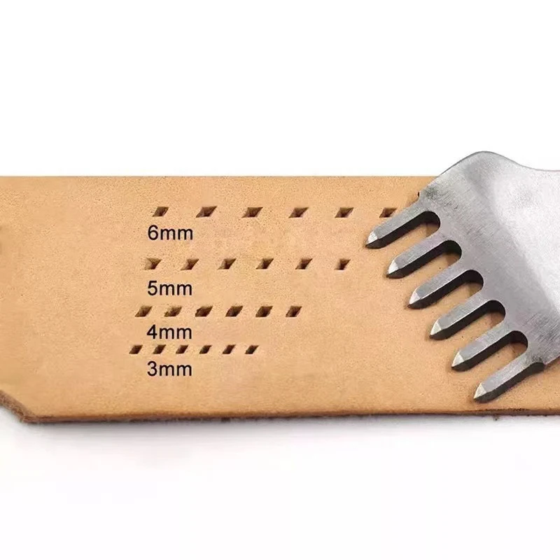 Description Picture 3 of item3MM 1/2/4/6 Prong DIY Leather Hole Punch Tool Leather Stitching Tools Diamond Chisel Leather Carving Punch Hole Work