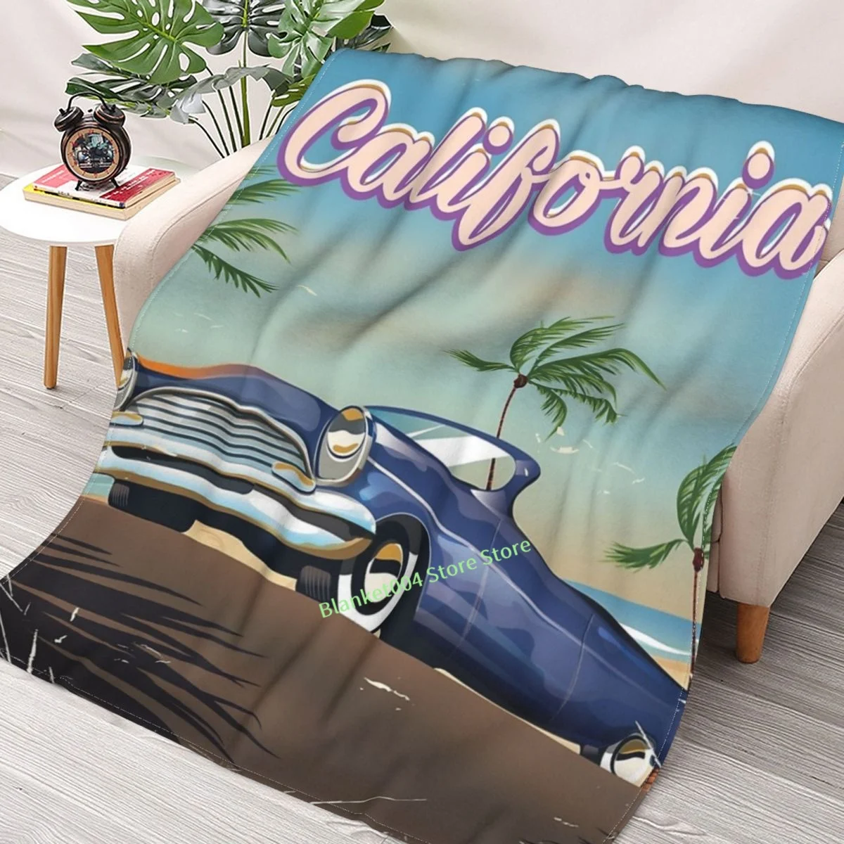

California Vintage Auto Retro Travel Poster Throw Blanket 3D printed sofa bedroom decorative blanket children adult Christmas