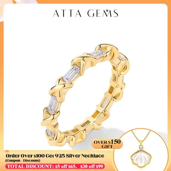 ATTAGEMS Moissanite Diamond Rings for Women Men D VVS1 Color Rectangle Cut S925 Sterling Silver Stackable Rings Wedding  Jewelry