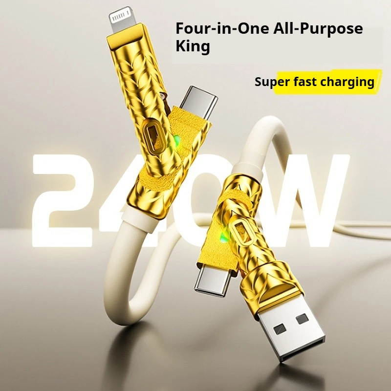 Eary 4 in 1 Charging Cable 240W USB A/Type C/Lighting Fast Charging Cable  Charger Cord with E-Mark Chip for iPhone iPad Tablet