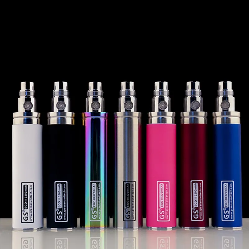 

5pcs/lot Ego-T 3200mah GS Ego III Battery 510 Thread Vaporizer Electronic Cigarette For CE4 CE5 Evod H2 T3S Atomizer vape pen