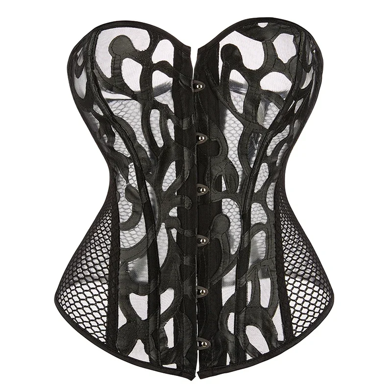 Sexy Bustier Corset Top Gothic Lace Up Elastic Boned Overbust Corselet Steampunk Body Shapewear Women Slimming Korset