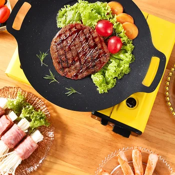 Korean BBQ Grill Pan Korean Grill Pan Maifan Stone Anti Sticky High Temperature Resistant Grill Plate for Outdoor Camping 1
