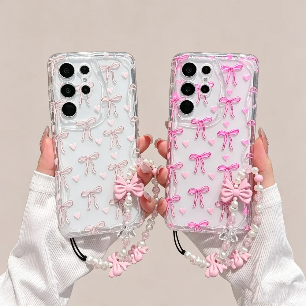 Stylish Korean Bow Phone Chain Casing