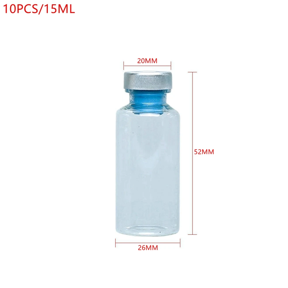 10PCS 12ML/15ML/20ML/25ML/30ML Anaerobic Bottles Clear High Borosilicate Glass With Aluminum Plastic Cap Sealed Vials Labware
