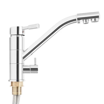Rubinetto da cucina 3 in 1, struttura in ottone, prese d'acqua calda, fredda e pura, bocca girevole a 360 gradi per una facile installazione 1