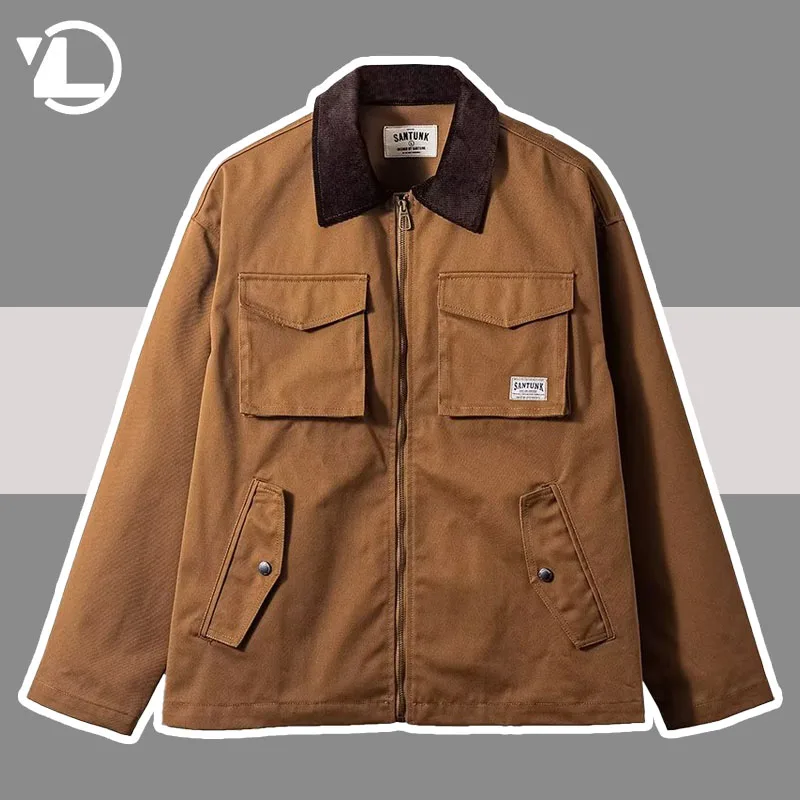 

Куртка-бомбер мужская демисезонная на молнии с отворотами и карманами