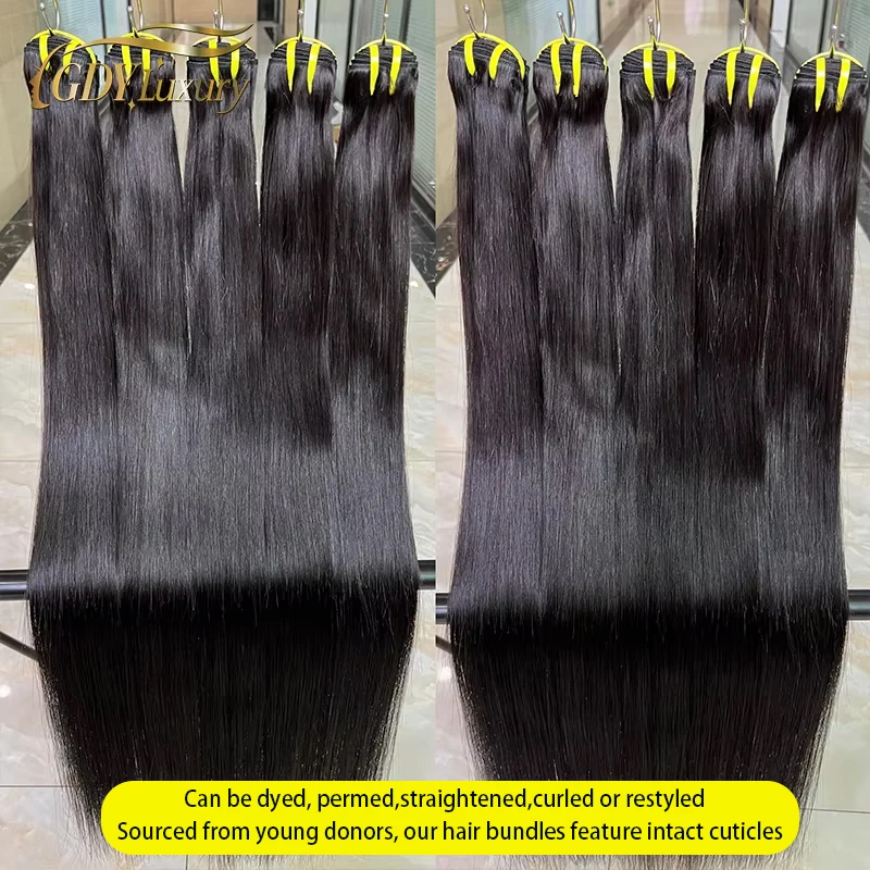 Human Hair Bundles Unprocessed Vietnamese Raw Virgin Bone Straight Original Double Weft Extensions #1B