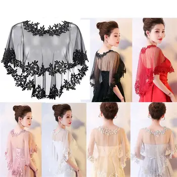 Coprispalle a maniche corte in pizzo moda da sposa elegante mantello estivo scialle casual abito da sera scialle da donna sciarpa di orditi 1