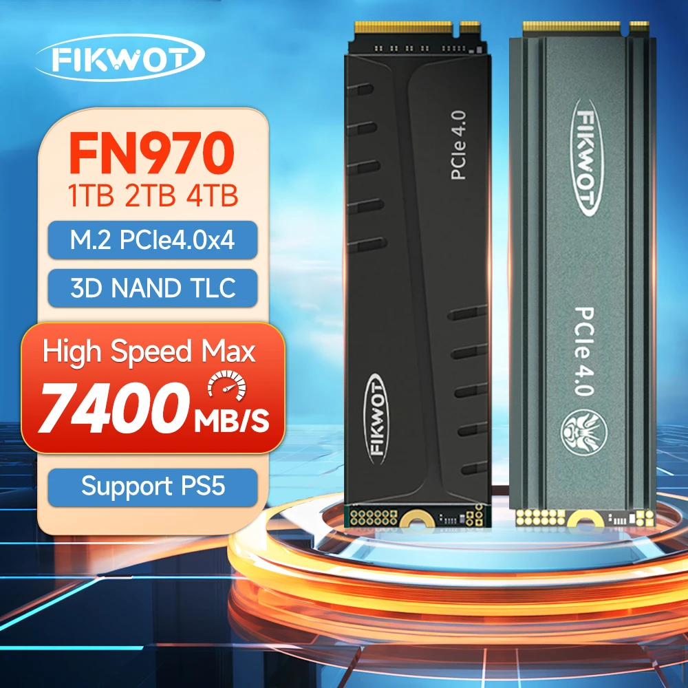  Fikwot FN970 2TB M.2 2280 PCIe Gen4 x4 NVMe 1.4 Internal Solid  State Drive with Heatsink - Speeds up to 7,400MB/s, Configure DRAM Cache,  Compatible PS5 Internal SSD : Electronics