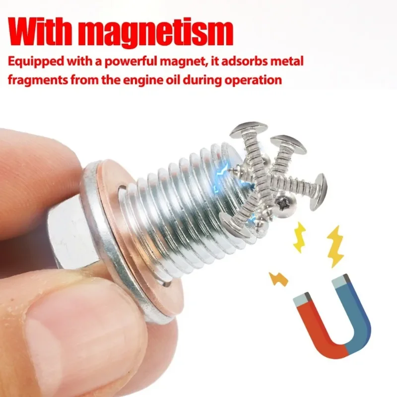 Magnetic Oil Pan Screw Plug for Honda Oil Drain Screw Bolt Gasket Set Automobile Engine Sump Plug Adsorbs Metal Fragments Parts oil drain plug gasket oil drain plug seal washer