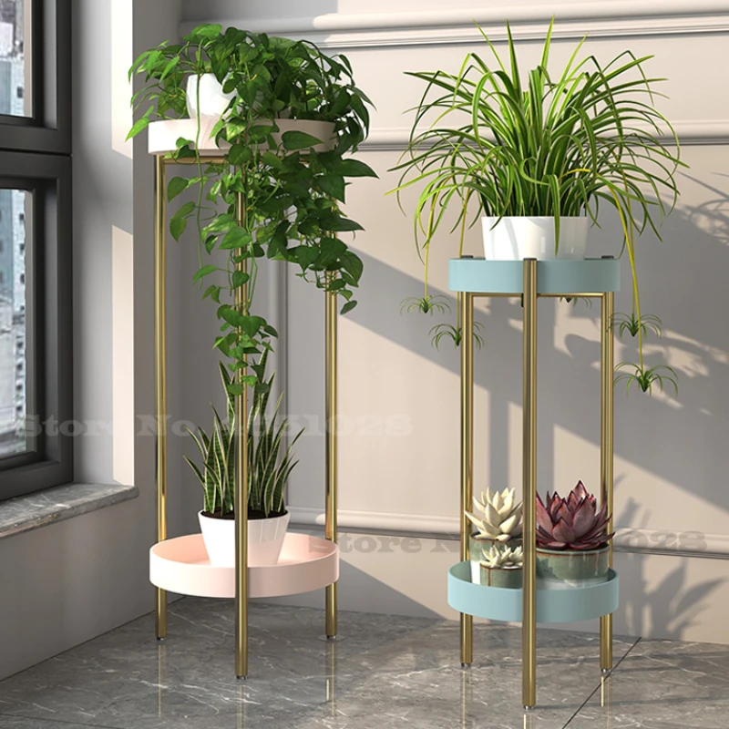 

Nordic Wrought Iron Flower Stand Floor-to-ceiling Multi-layer Shelf Green Dill Plant Pot Tray Balcony Plant Flower Decoration