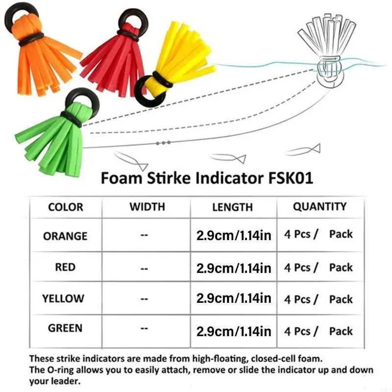 4PCS -Schäume Streiksanzeigen Fliegenfischerei Bojen Drift Hook Positioning Float Bobber Drift Float Indicators einfach zu – Detail 6
