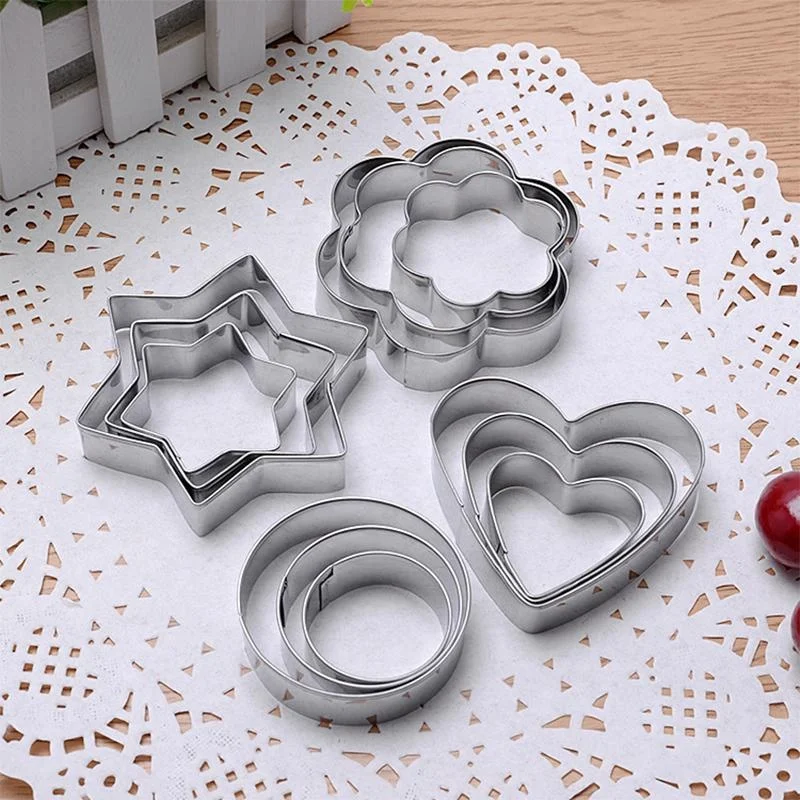 Baking mould 12pcs/sets DIY mold star heart round flower shape cutter baking mould kitchen accessories stainless steel cookie biscuit tools