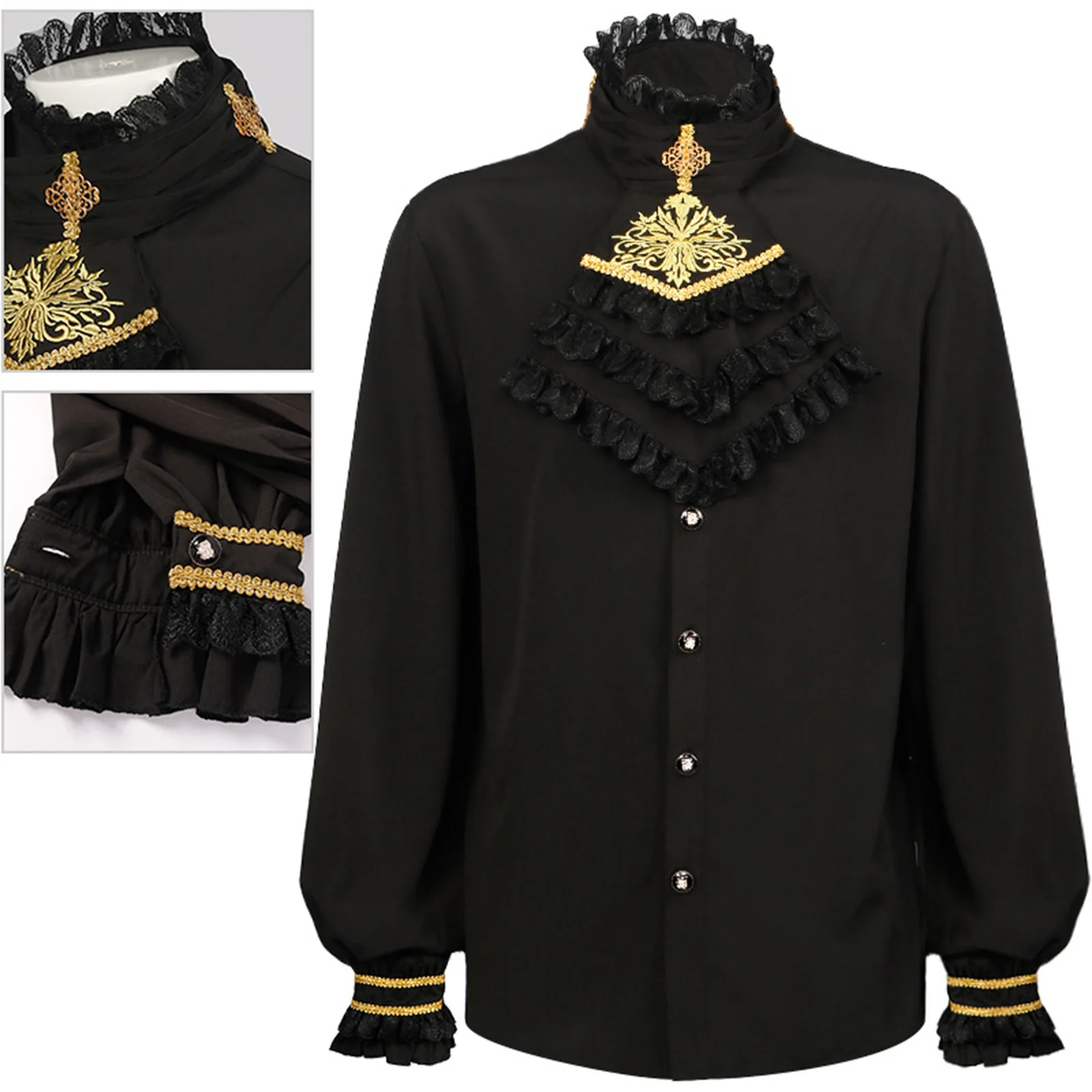 

Костюм для косплея, мужские рубашки в средневековом стиле, водолазки, винтажная повязка, викторианская Готическая Мужская блузка с оборками, костюм, рубашка на шнуровке