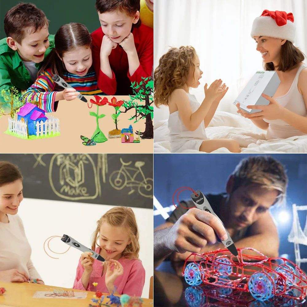 Dikale 3D Printing Pen with Free 3m* 12 Colors PLA Filament Newest Version 3D Drawing Pens Bonus Stencils Kid Adult Arts Gift