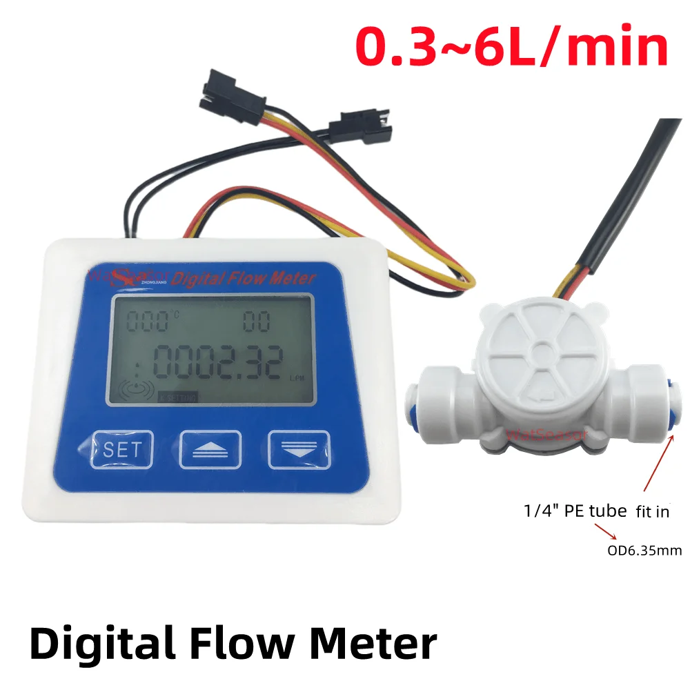 Flow Meter Water Flow Meter Turbine Flow Meter Digital Turbine Flow Meter Water Sea Digital Flow Meter Display Measure Total Flow Show Rate FlowSensor Liquid Beer Turbine