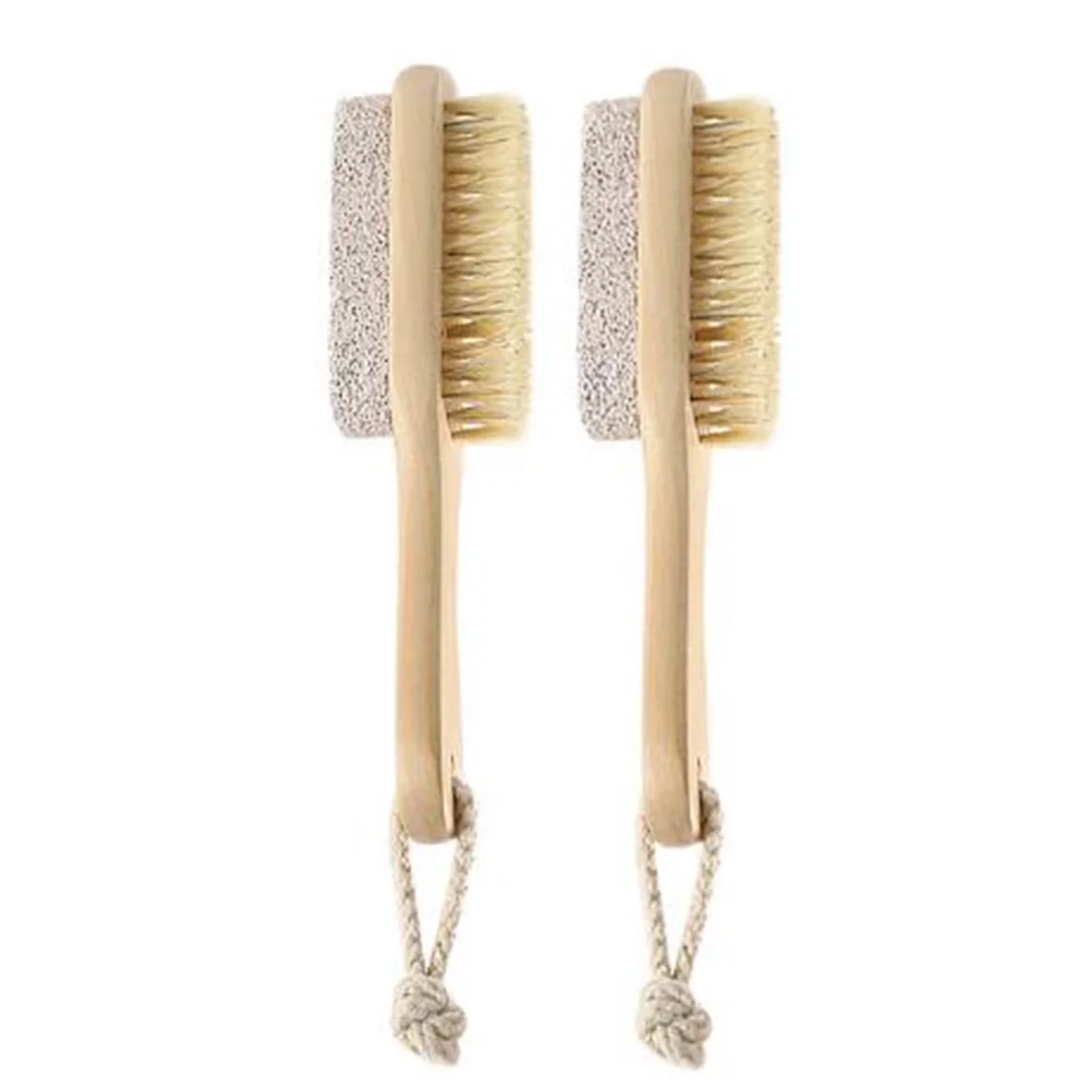 

2pcs Double Sided Pumice Brushes Foot Scraping Plate Bristles Foot File Callus Remover Pedicure Care Tool