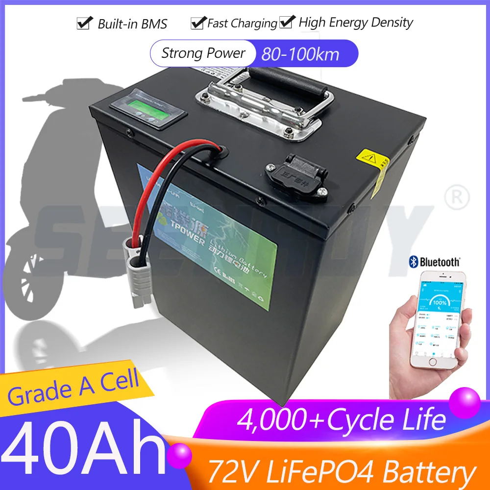リン酸鉄リチウムイオンバッテリー 60Ah 72V BMS 100A 充電器付き
