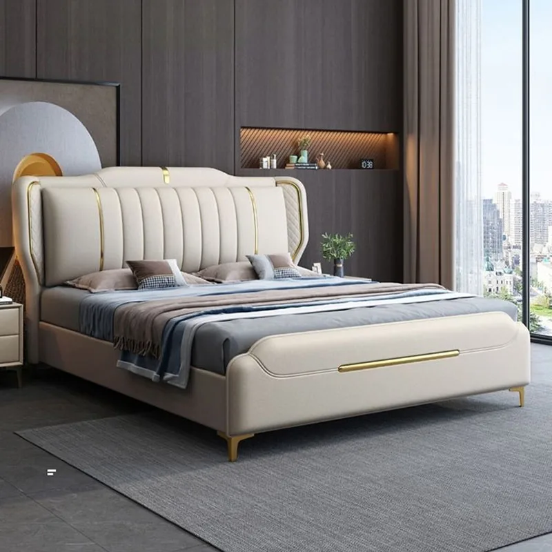 Modern Cheap Nordic Double Bed Waterproof Storage Wood Headboard Twin Bed Frame Full Size Safe Cama Box Casal Home Furniture