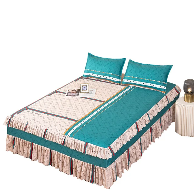 Drap de lit imprimé à bord à trois couches, literie confortable, housse de matelas, extra large, textile de maison 6