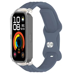 Silicone Sport Bracelet with Transparent Case - HuaweiBand 10NFC (Gray blue)