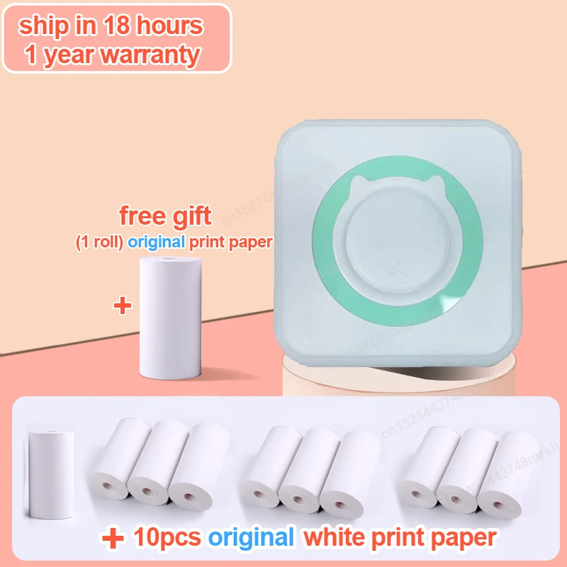 bluetooth pocket printer Mini Portable Thermal Printer Paper Photo Pocket Thermal Printer Printing Wireless BT Connect Printers 200dpi Photo Lable pocket printers Printers